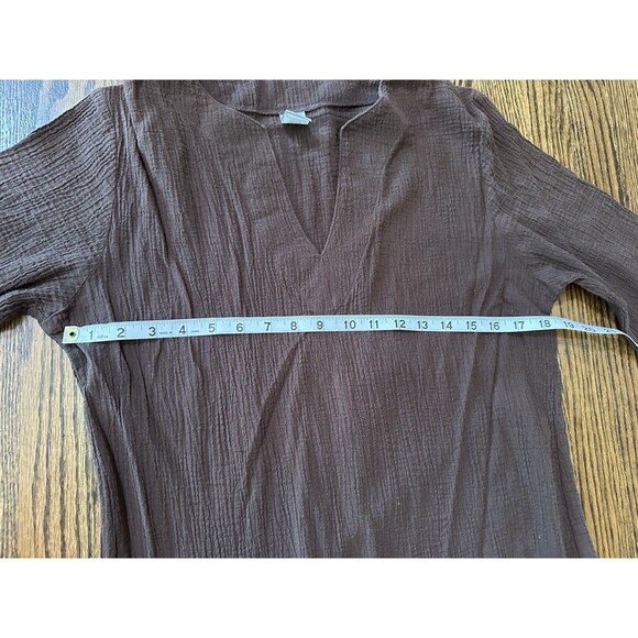 Baja Blue Swim Coverup 100% Cotton Gauzy Brown Sequin Detail Size Large Beach - Picture 7 of 8